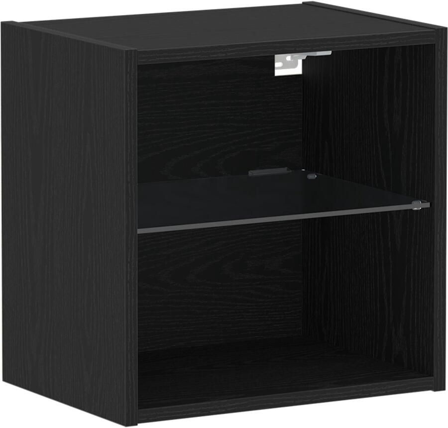 VidaXL Zwart Eiken Engineered Hout Standaard Opslag Zwarte Eiken Plank - Foto 2