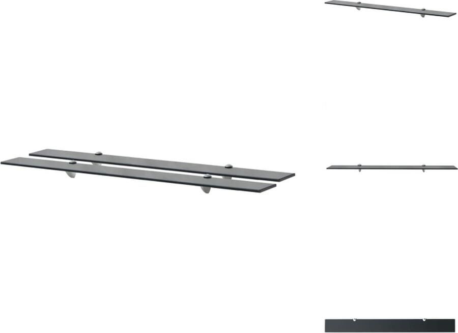 VidaXL Zwevende Plank Zwevende Planken Wandplank Wandplanken Schappen zwevend 2 st 100x10 cm 8 mm glas - Foto 2