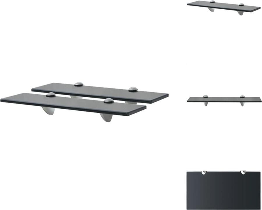 VidaXL Zwevende Plank Zwevende Planken Wandplank Wandplanken Schappen zwevend 2 st 40x20 cm 8 mm glas