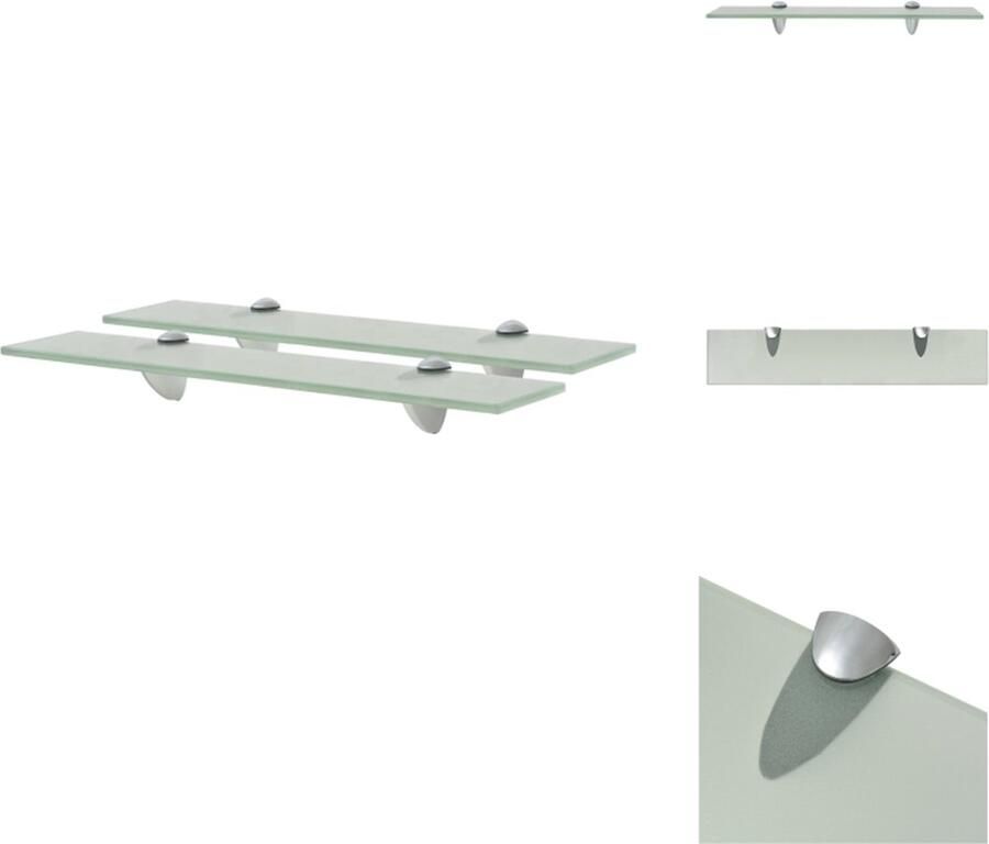 VidaXL Zwevende Plank Zwevende Planken Wandplank Wandplanken Schappen zwevend 2 st 50x10 cm 8 mm glas - Foto 3