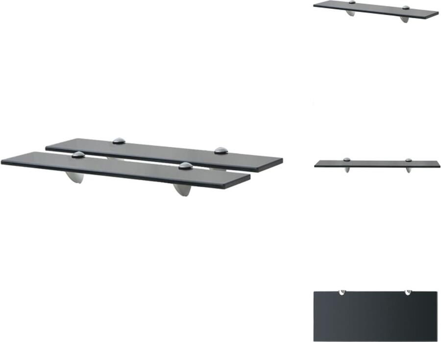 VidaXL Zwevende Plank Zwevende Planken Wandplank Wandplanken Schappen zwevend 2 st 50x20 cm 8 mm glas