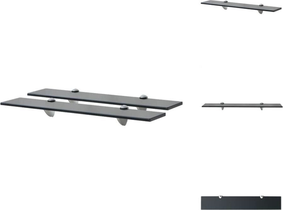 VidaXL Zwevende Plank Zwevende Planken Wandplank Wandplanken Schappen zwevend 2 st 60x10 cm 8 mm glas - Foto 2