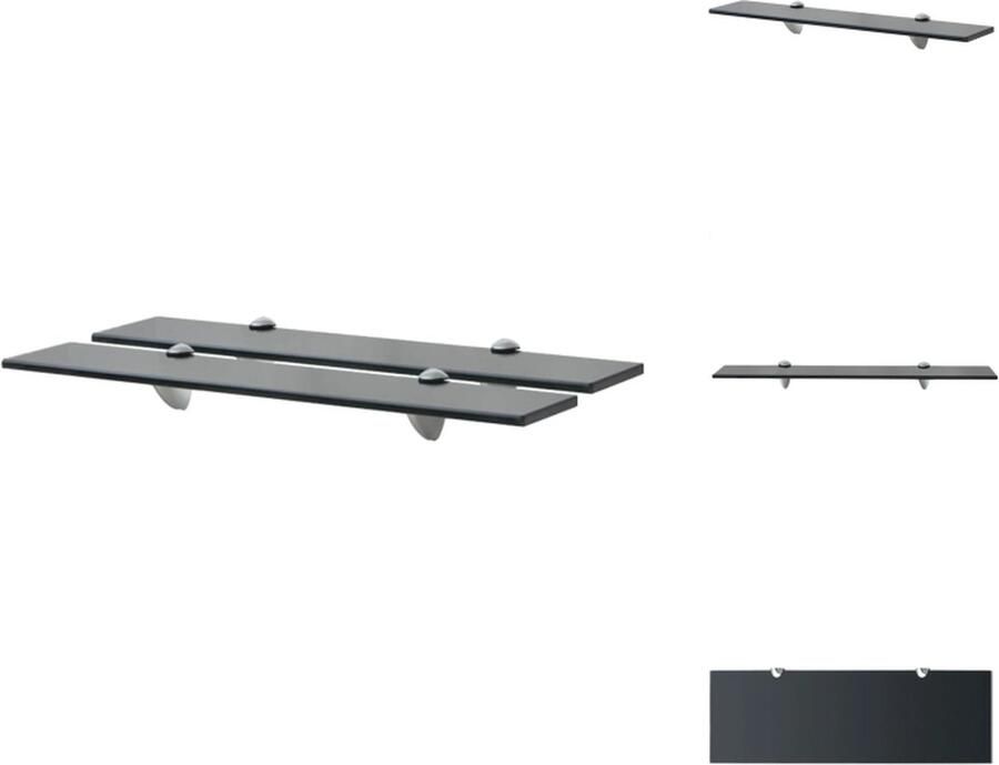 VidaXL Zwevende Plank Zwevende Planken Wandplank Wandplanken Schappen zwevend 2 st 60x20 cm 8 mm glas - Foto 2