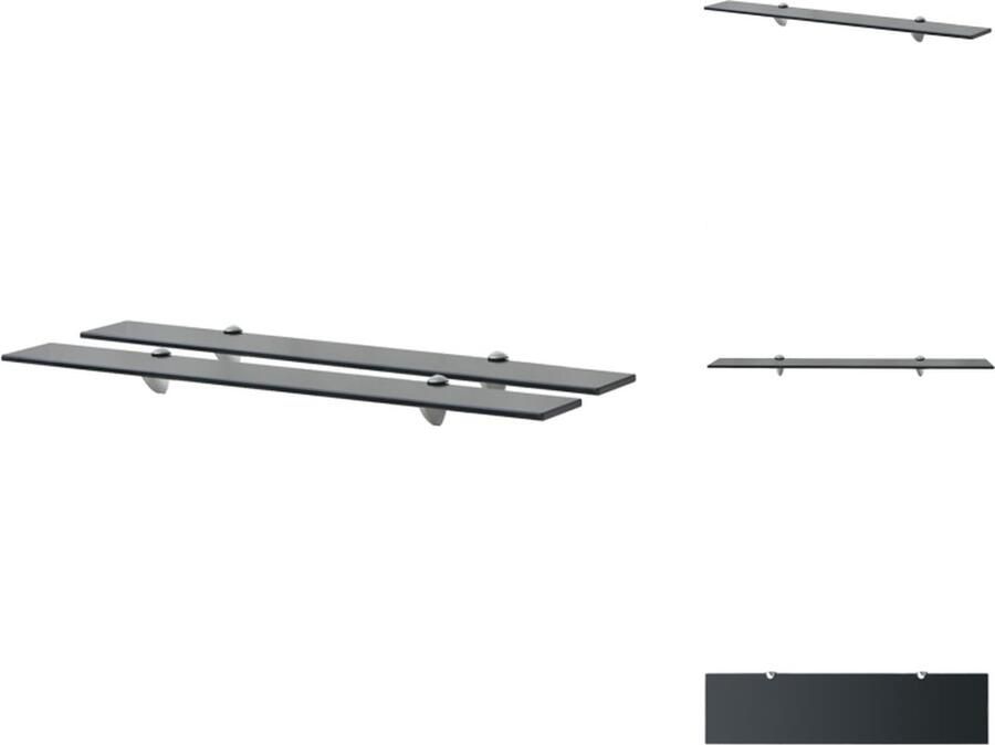 VidaXL Zwevende Plank Zwevende Planken Wandplank Wandplanken Schappen zwevend 2 st 80x20 cm 8 mm glas - Foto 2