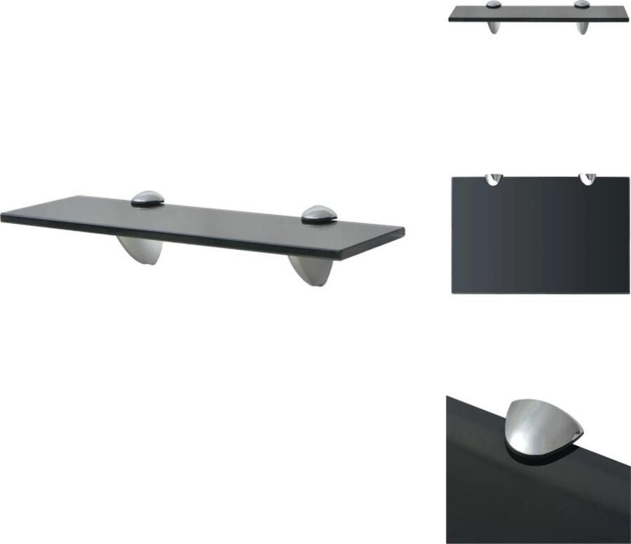 The Living Store Zwevend schap 30x20 cm 8 mm glas Zwevende Plank Wandplank Glazen Schap Zwarte Wanddecoratie Opbergruimte
