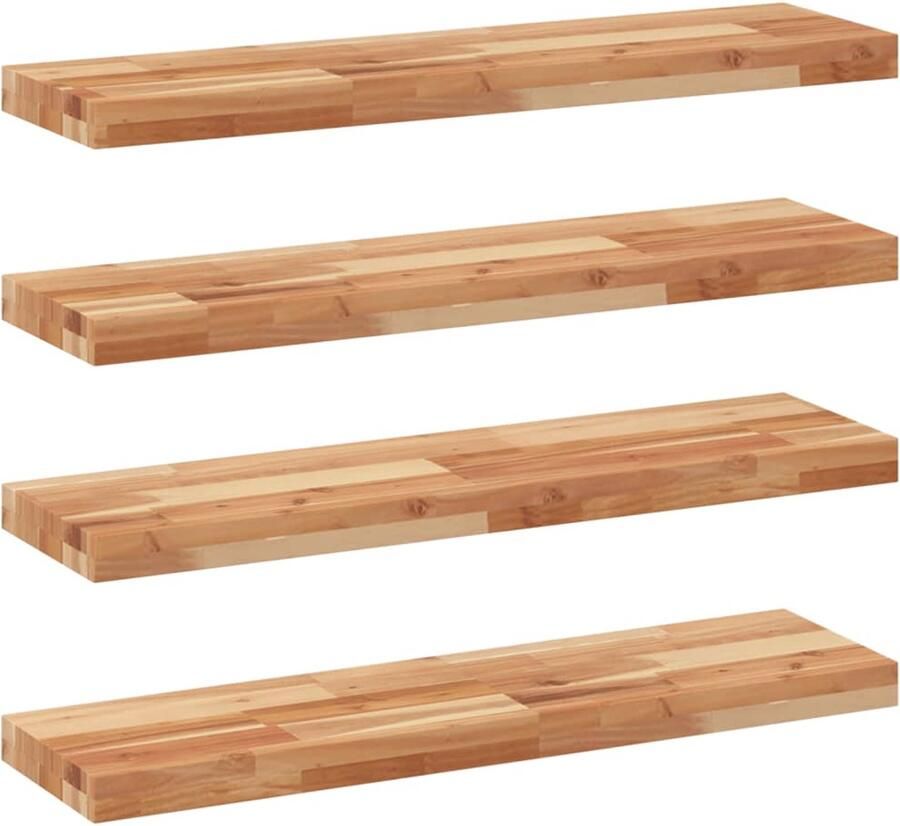 VidaXL Zwevende Wandplanken Acaciahout 4 st Zwevende Plank Wandplank Houten Wandplank Acaciahout Salontafel