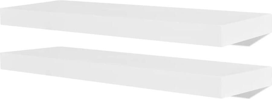 The Living Store Wandplanken MDF zwevend voor boeken dvd wit 2 st Wandplanken Mdf Wandplanken Zwevende Wandplanken Wit Wandplanken Wanddecoratie