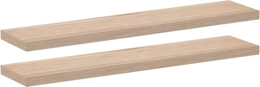 VidaXL Zwevende Wandplanken Set van 2 110 cm Zwevende Wandplanken Houten Wandplanken Wanddecoratie Opbergoplossing Woonaccessoires