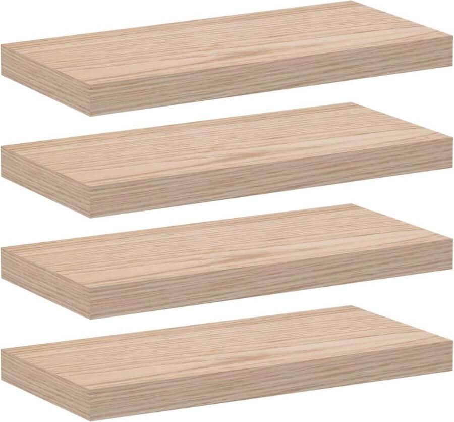 VidaXL Zwevende Wandplanken Set van 4 Stuks Zwevende Wandplanken Houten Wandplanken Wanddecoratie Opbergruimte Designwandplanken