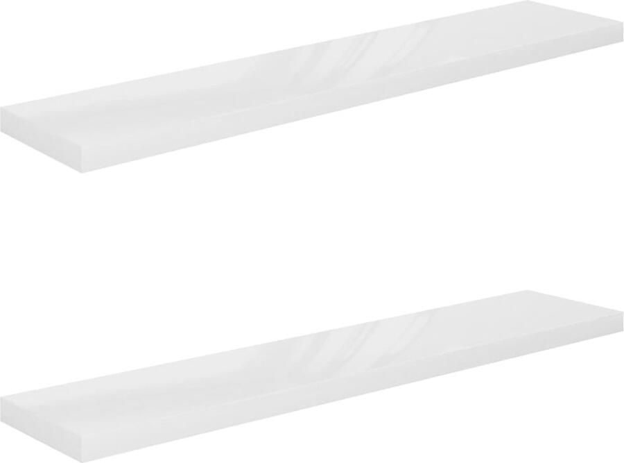 VidaXL Zwevende Wandschappen 120 cm Hoogglans Wit 2 st Wandplank Zwevende Plank Opbergruimte Decoratief Item Mdf Plank