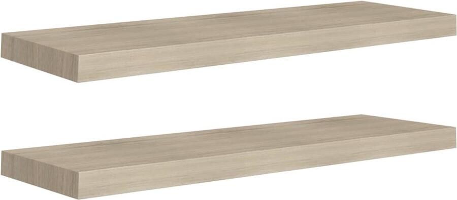 VidaXL Zwevende Wandschappen Eikenkleurig Set van 2 Wandplank Zwevende Wandplank Houten Wandplank Eiken Wandplank Opbergplank
