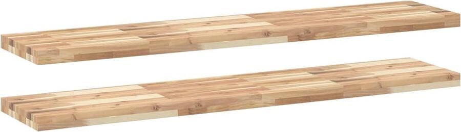 VidaXL Zwevende Wandschappen Set van 2 Acaciahout Zwevende Wandplank Houten Plank Acaciahout Salontafel