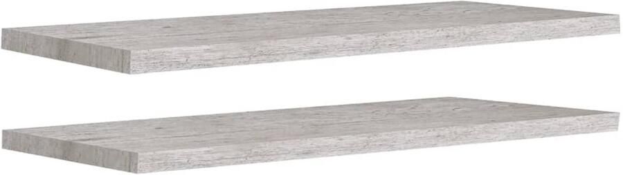 VidaXL Zwevende Wandschappen Set van 2 Betongrijs Wandplank Wanddecoratie Zwevende Plank Houten Wandplank Grijze Wandplank