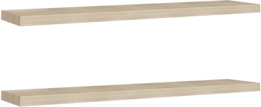VidaXL Zwevende Wandschappen Set van 2 Eikenkleur Wandplank Zwevende Wandplank Houten Wandplank Eiken Wandplank Woonaccessoires