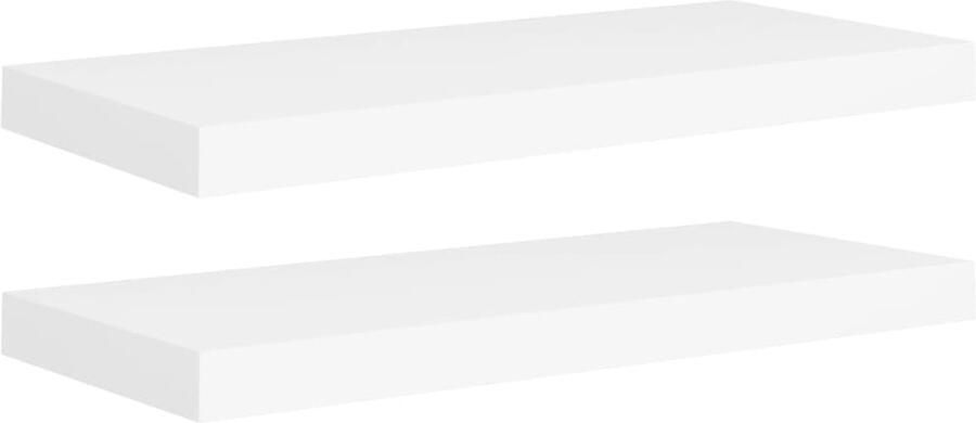 VidaXL Zwevende Wandschappen Set van 2 Wit Wandplank Zwevende Wandplank Houten Wandplank Mdf Wandplank Wit Wandplank