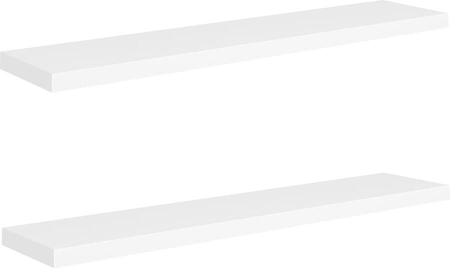 VidaXL Zwevende Wandschappen Set van 2 Wit Wandplank Zwevende Wandplank Houten Wandplank Wit Wandrek Woonaccessoires