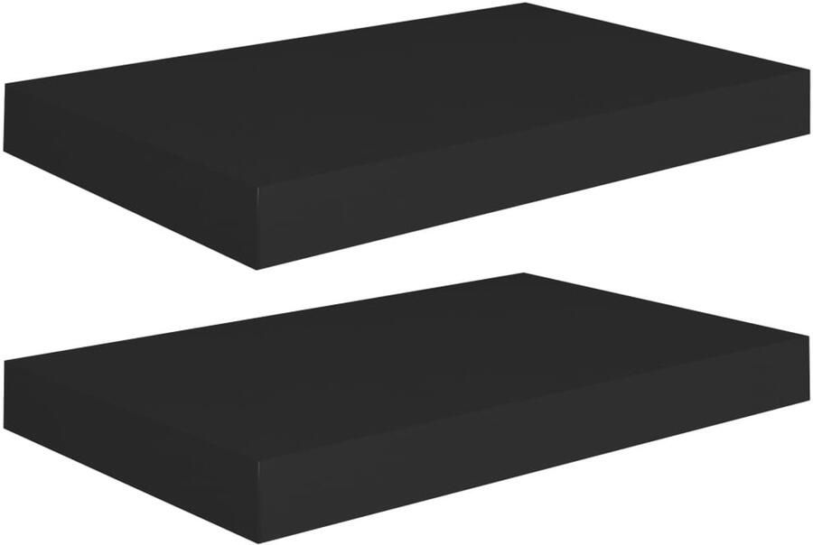 VidaXL Zwevende Wandschappen Set van 2 Zwart Wandplank Wandendecoratie Woonaccessoires Honey Comb Mdf Metalen Frame