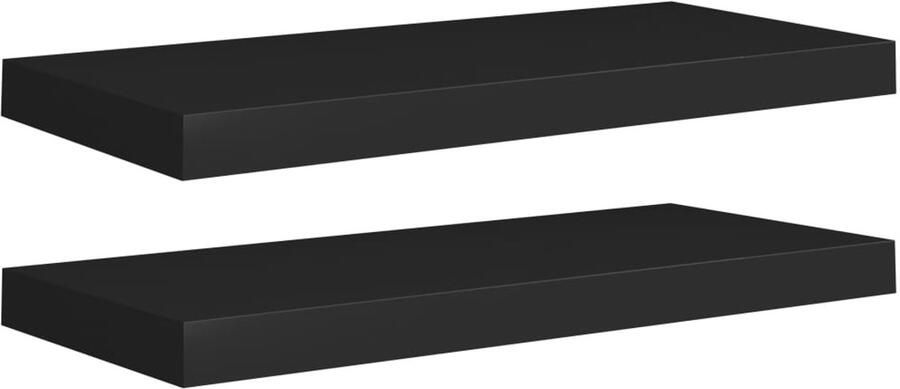 VidaXL Zwevende Wandschappen Set van 2 Zwart Wandplank Zwevende Wandplank Wandendecoratie Opbergruimte Woonaccessoires