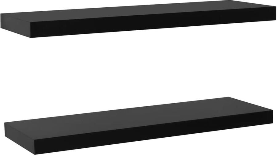VidaXL Zwevende Wandschappen Set van 2 Zwart Zwevende Wanden Wandplanken Zwarte Wanddecoratie Minimalistisch Design Opbergwand