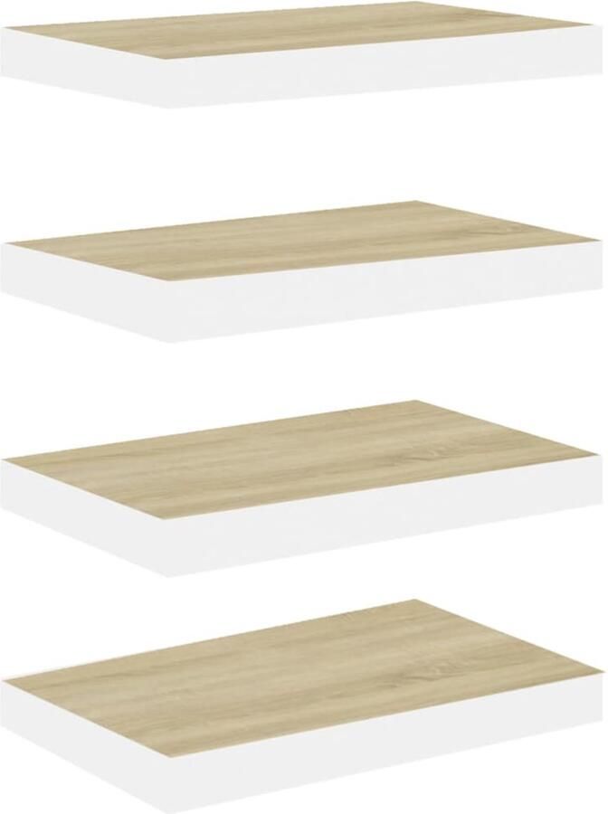 VidaXL Zwevende Wandschappen Set van 4 MDF Zwevende Wandplank Houten Wandrek Wanddecoratie Opslagoplossing Woonaccessoires