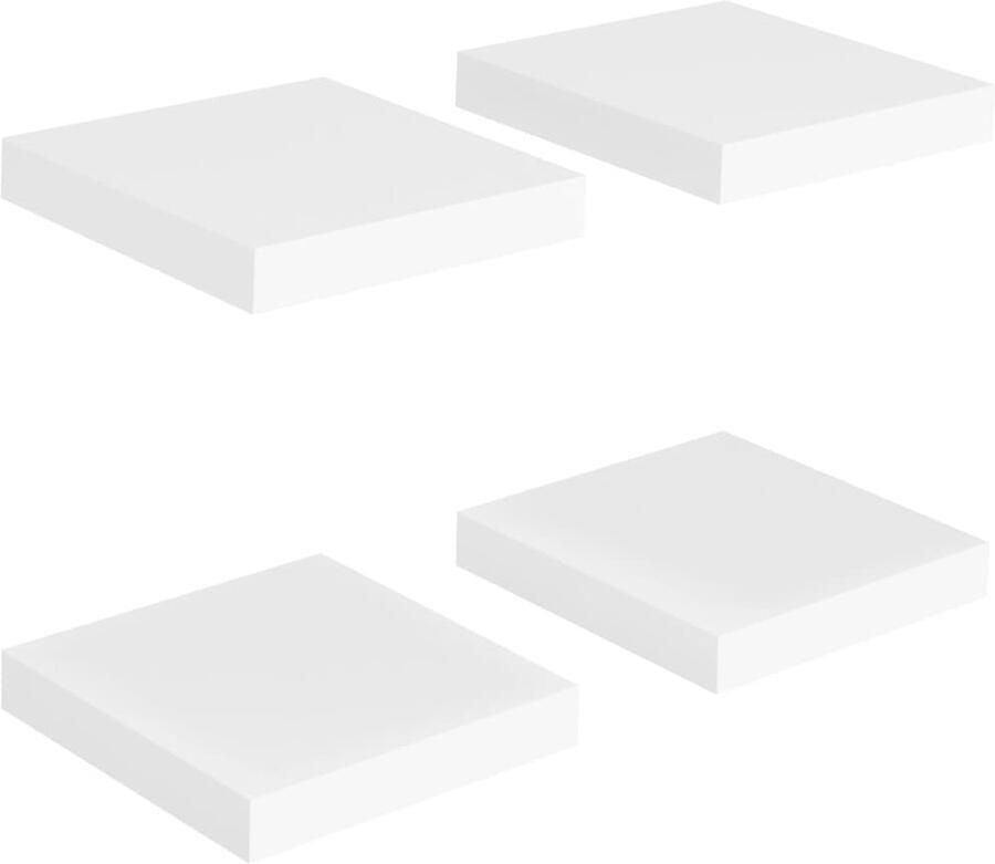 VidaXL Zwevende Wandschappen Set van 4 Wit Wandplank Wandendecoratie Opbergruimte Woonaccessoires Mdf Plank