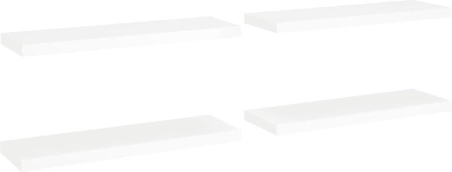 VidaXL Zwevende Wandschappen Set van 4 Wit Wandplank Zwevende Wandplank Houten Wandplank Mdf Wandplank Wit Wandplank