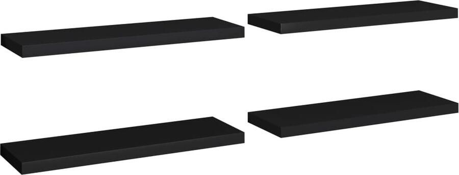 VidaXL Zwevende Wandschappen Set van 4 Zwart Wandplank Wandendecoratie Opbergoplossing Woonaccessoires Mdf Plank