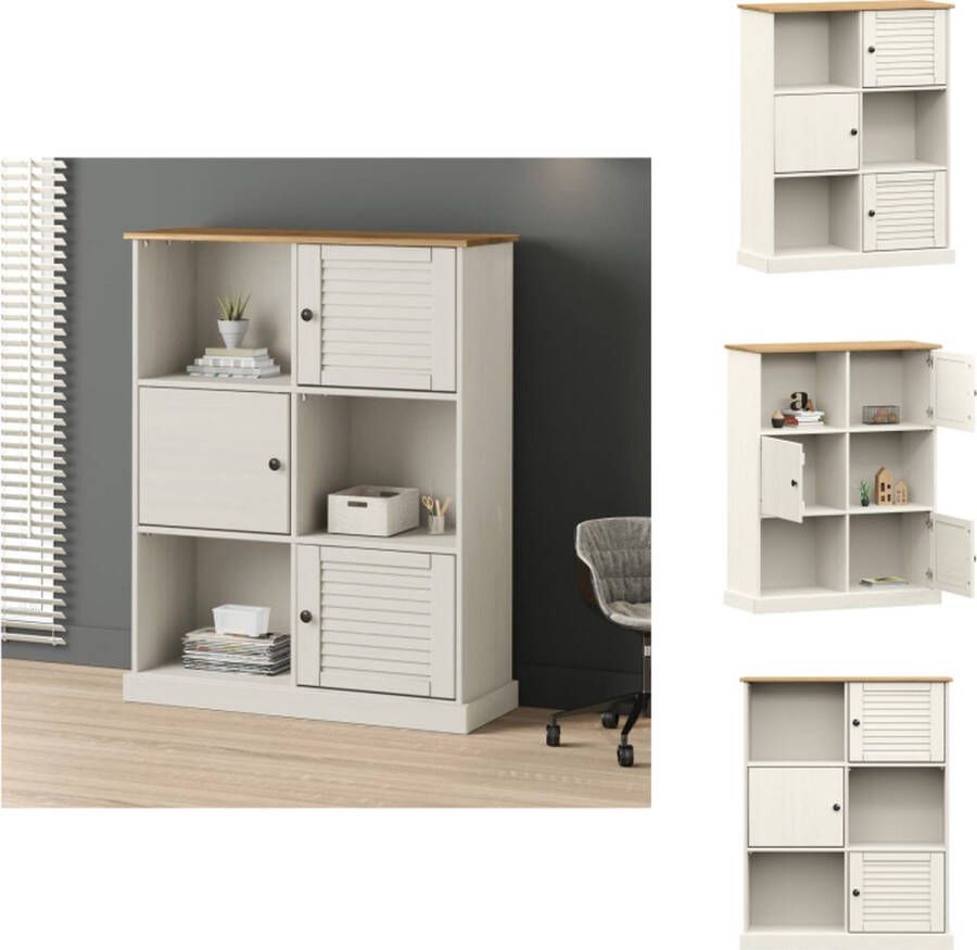 VidaXL VIGO Boekenkast 90 x 35 x 114.5 cm Wit Massief grenenhout Kast