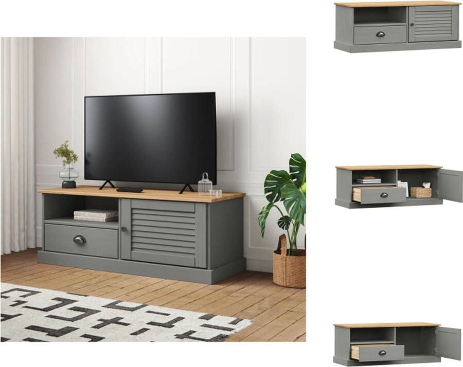 VidaXL Tv-meubel Tv-meubelen Tv Kast Opbergkast Tv-meubel VIGO 106x40x40 cm massief grenenhout grijs