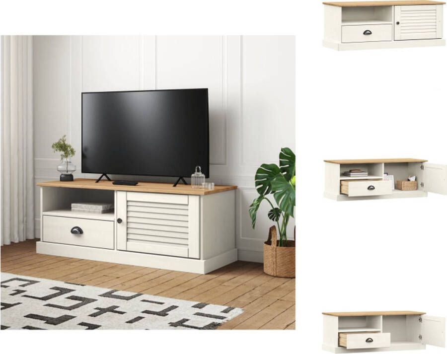VidaXL Tv-meubel Tv-meubelen Tv Kast Opbergkast Tv-meubel VIGO 106x40x40 cm massief grenenhout wit