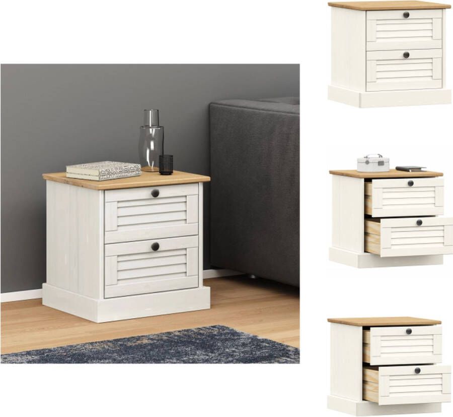 VidaXL Nachtkastje Nachtkastjes Nacht Kastje Nachtkastje VIGO 42x35x40 cm massief grenenhout wit - Foto 3