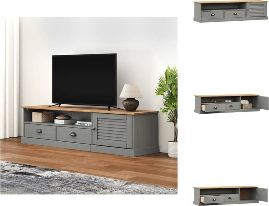 VidaXL Tv-meubel Tv-meubelen Tv Kast Opbergkast Tv-meubel VIGO 156x40x40 cm massief grenenhout grijs - Foto 2