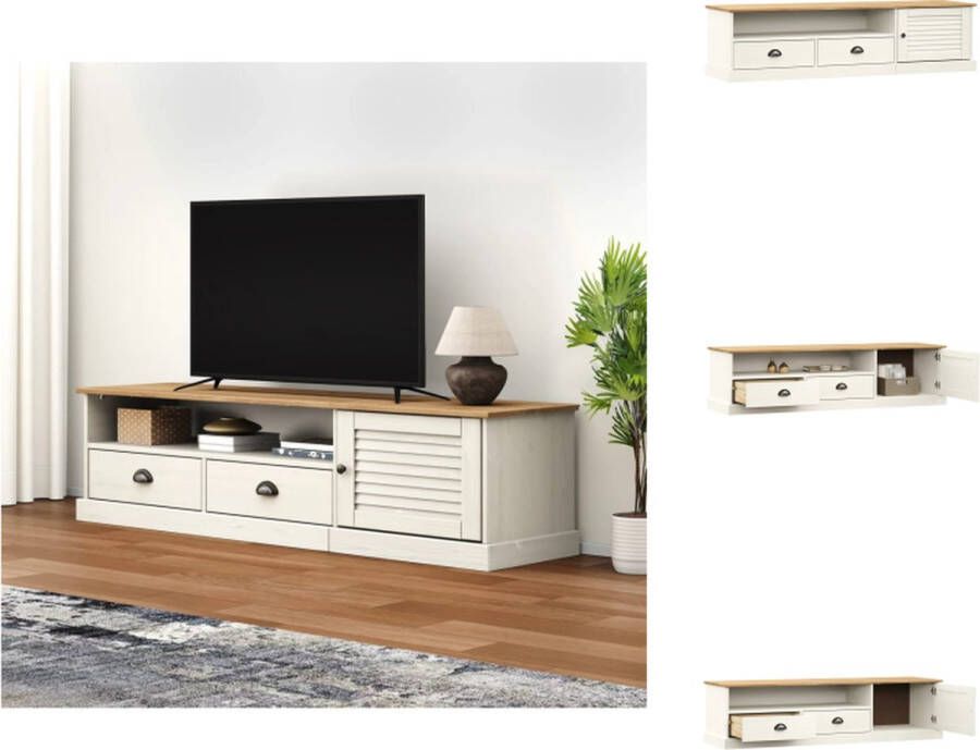 VidaXL Tv-meubel Tv-meubelen Tv Kast Opbergkast Tv-meubel VIGO 156x40x40 cm massief grenenhout wit - Foto 2