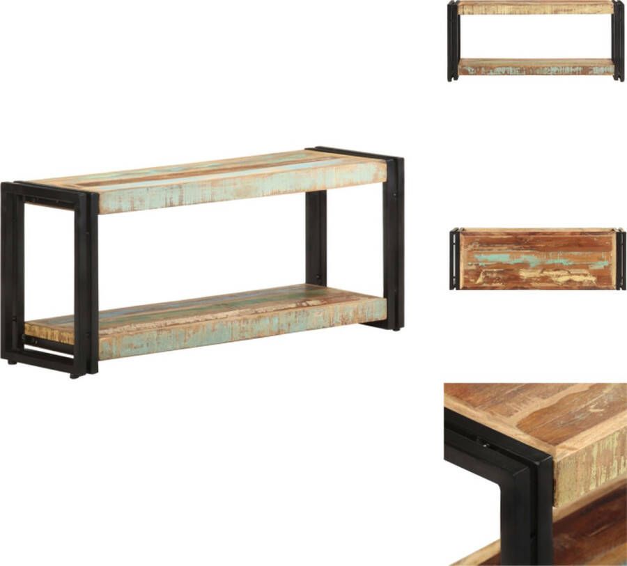 VidaXL Vintage Hifi TV-kast 90 x 30 x 40 cm Massief gerecycled hout met meerkleurige afwerking en gepoedercoat ijzer Kast