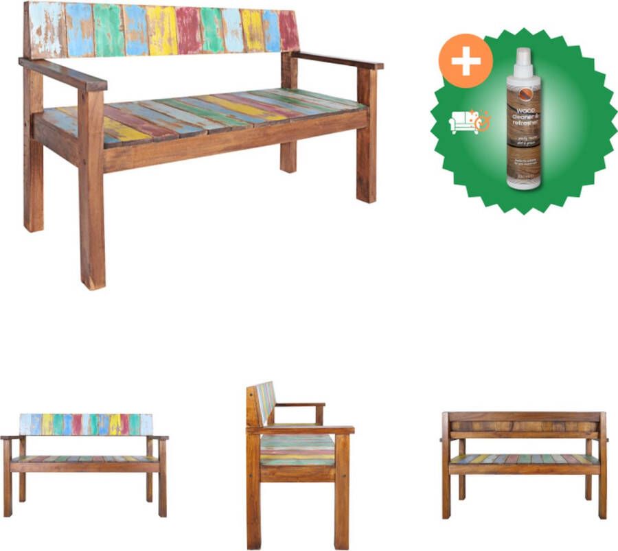 VidaXL Vintage Houten Bank 115 x 51 x 80 cm Massief Gerecycled Hout Hocker Inclusief Houtreiniger en verfrisser