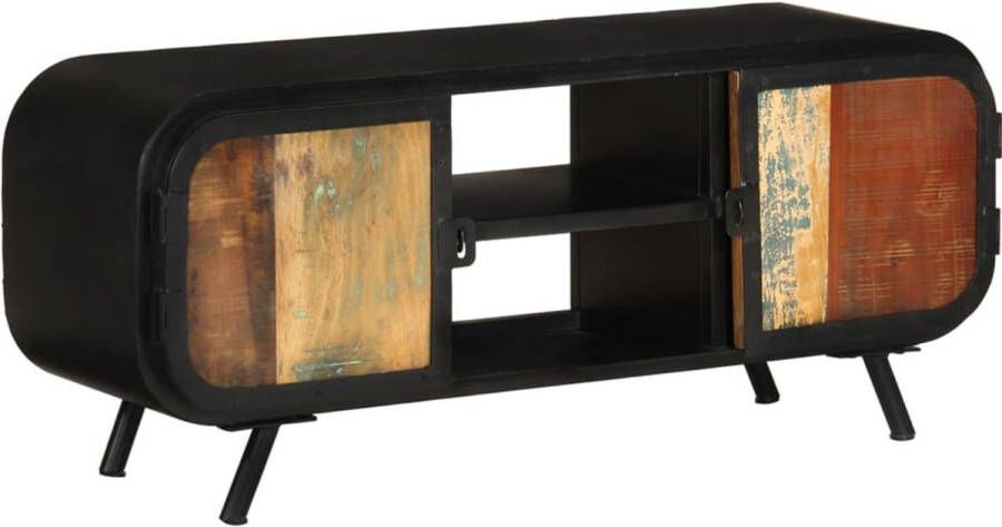 VidaXL Vintage Houten TV-Meubel in Industriële Stijl Massief Gerecycled Hout 110x30x45 cm 2 Deuren & Planken