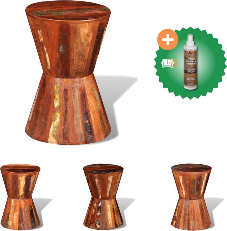 VidaXL Houten Krukje Antieke Stijl Gerecycled Hout 30 x 45 cm Krukje Inclusief Houtreiniger en verfrisser - Foto 2