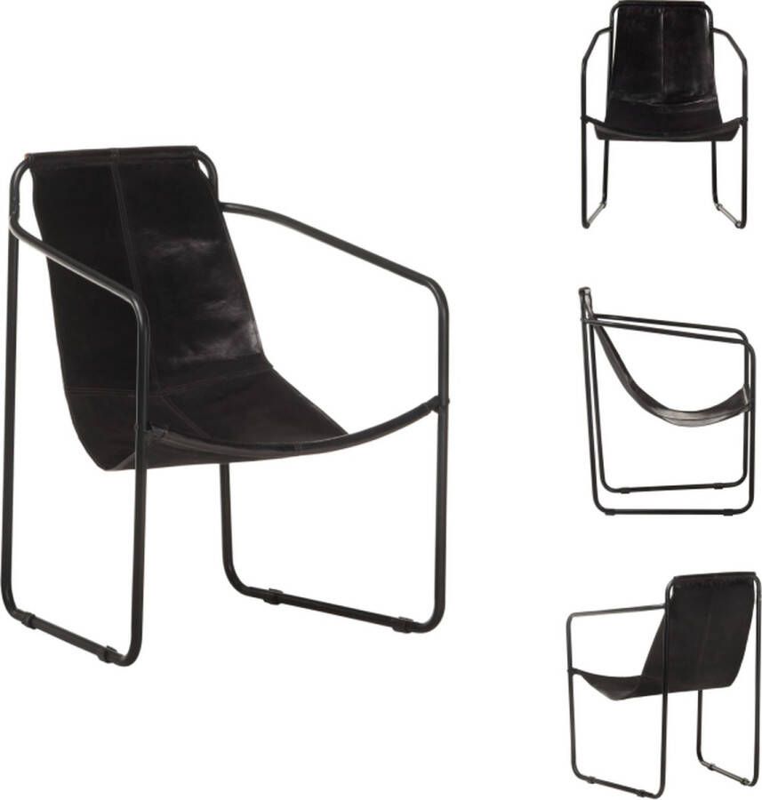 VidaXL Relaxstoel Relaxstoelen Relaxfauteuil Relaxfauteuils Relaxfauteuil echt leer zwart