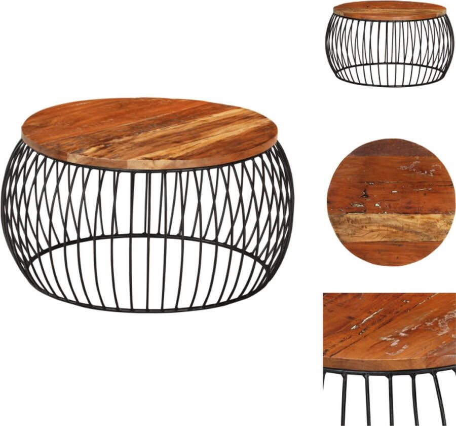 VidaXL Vintage Salontafel Massief Gerecycled Hout 68x35 cm (ø x H) Handgemaakt Kleuren Variëren Met IJzeren Frame Montage Vereist Tafel - Foto 2