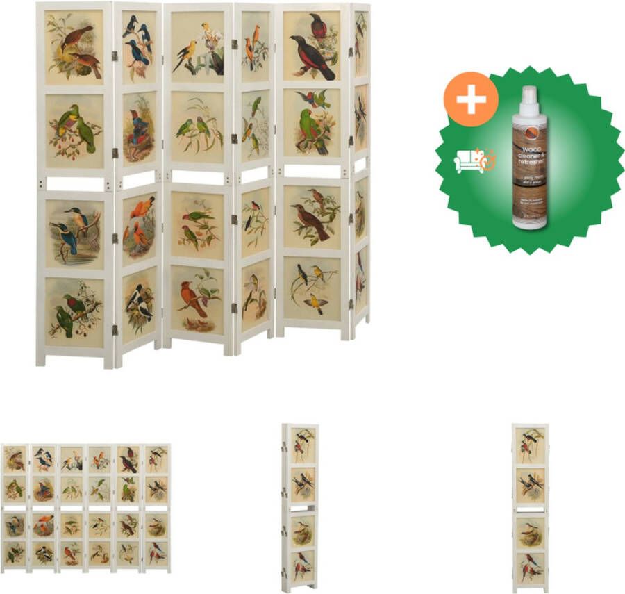 VidaXL Vintage-Stijl Kamerscherm 214 x 165 cm Duurzaam paulowniahout 6 panelen Kamerscherm Inclusief Houtreiniger en verfrisser