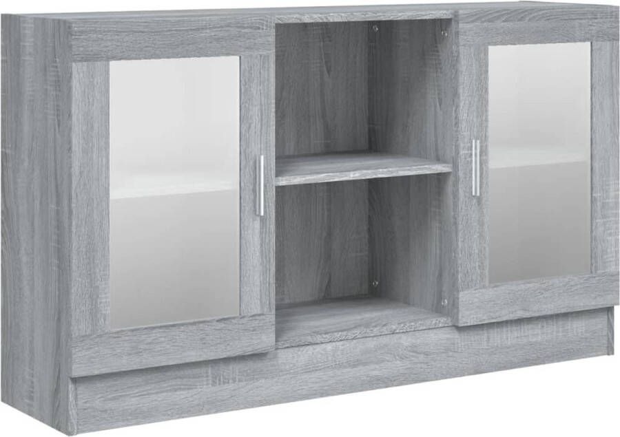 VidaXL Vitrinekast Grijs Sonoma Eiken 120x70 cm Vitrinekast Houten Vitrinekast Grijze Vitrinekast Salontafel Woonaccessoires - Foto 2