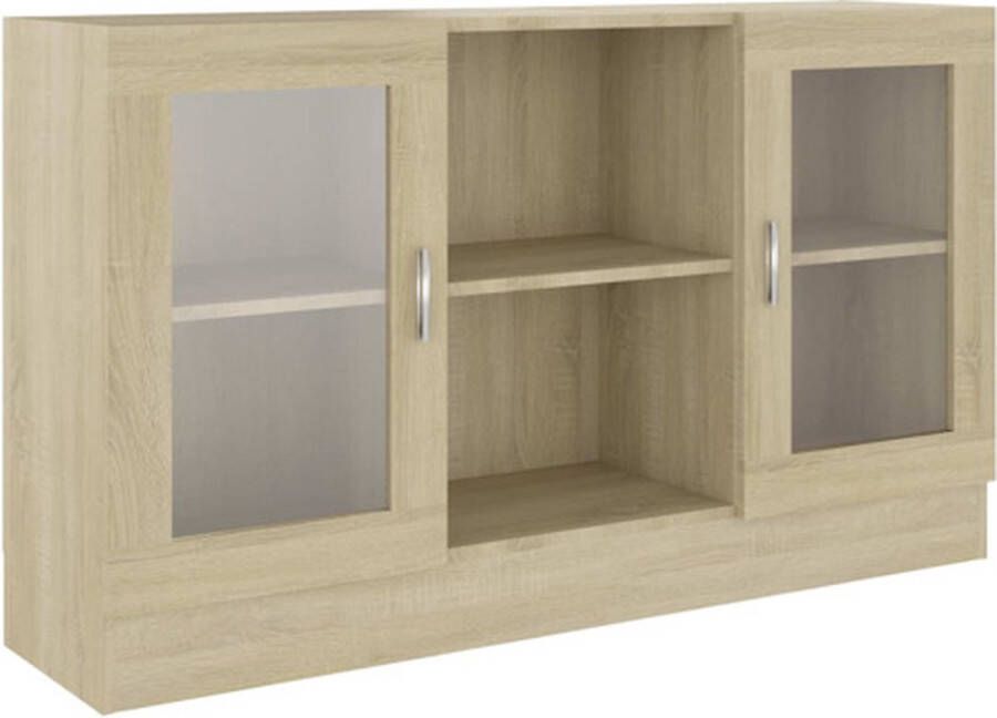 VidaXL Vitrinekast 120x30 5x70 cm Sonoma Eiken Vitrinekast Salontafel Woonkamermeubilair Houten Vitrinekast Spaanplaat - Foto 2