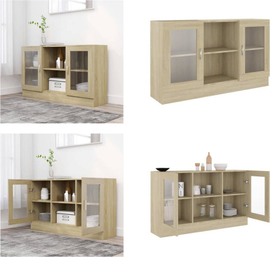 VidaXL Vitrinekast 120x30 5x70 cm bewerkt hout sonoma eikenkleurig Vitrine Vitrines Dressoir Dressoirs