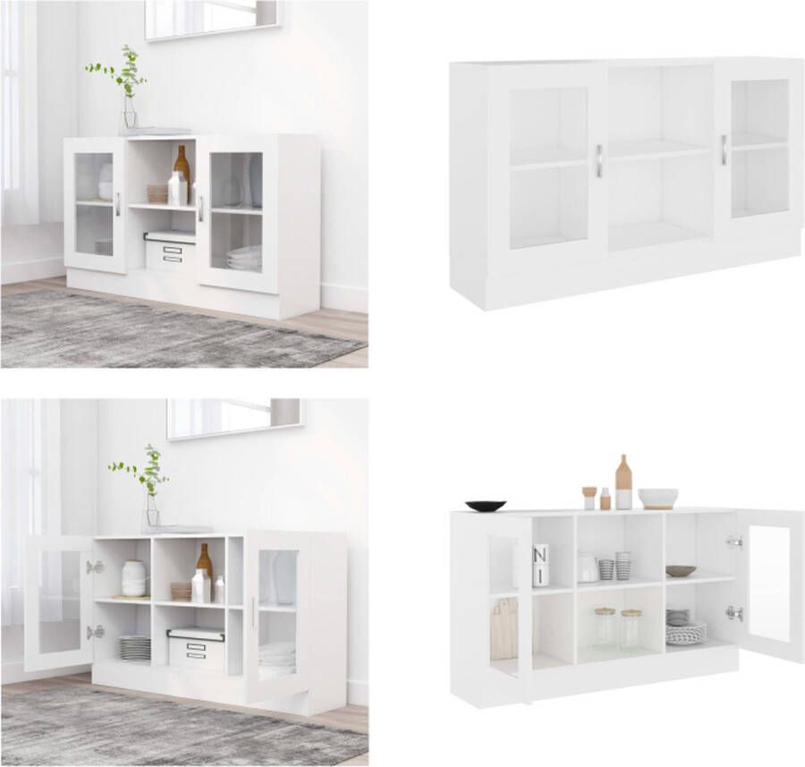 VidaXL Vitrinekast 120x30 5x70 cm bewerkt hout wit Vitrine Vitrines Dressoir Dressoirs - Foto 2