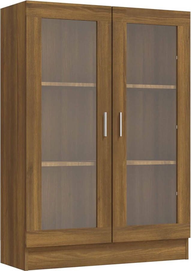 VidaXL Vitrinekast Bruin Eiken 82 5x30 5x115 cm Vitrinekast Boekenkast Displaycase Houten Kast Bruine Kast Vintage Kast Landelijke Kast Moderne Kast Woonkamerdecoratie Slaapkamerdecoratie