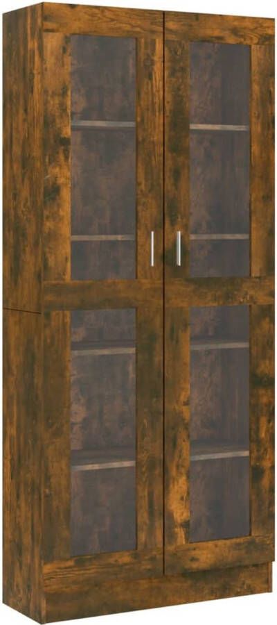 VidaXL Vitrinekast gerookt eiken 82 5x30 5x185 5 cm Vitrinekast Houten Vitrinekast Opbergkast Boekenkast Woonkamerdecoratie Vintage Kast Landelijke Vitrinekast