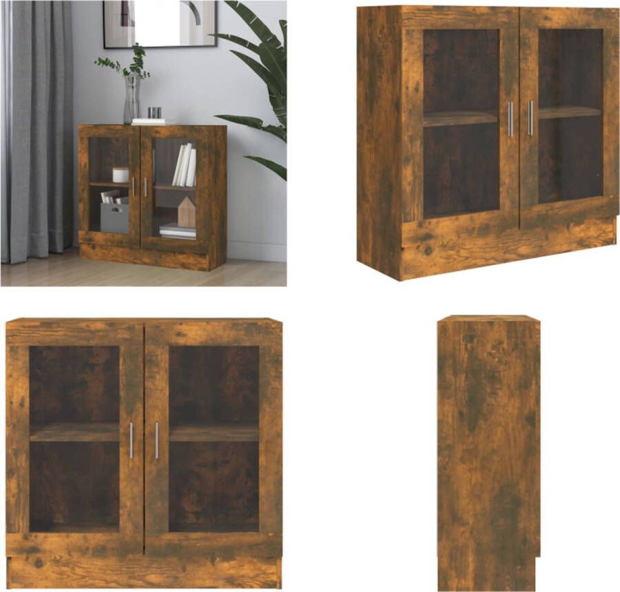 VidaXL Vitrinekast 82-5x30-5x80 cm bewerkt hout gerookt eikenkleurig Vitrinekast Vitrinekasten Kast Vitrine