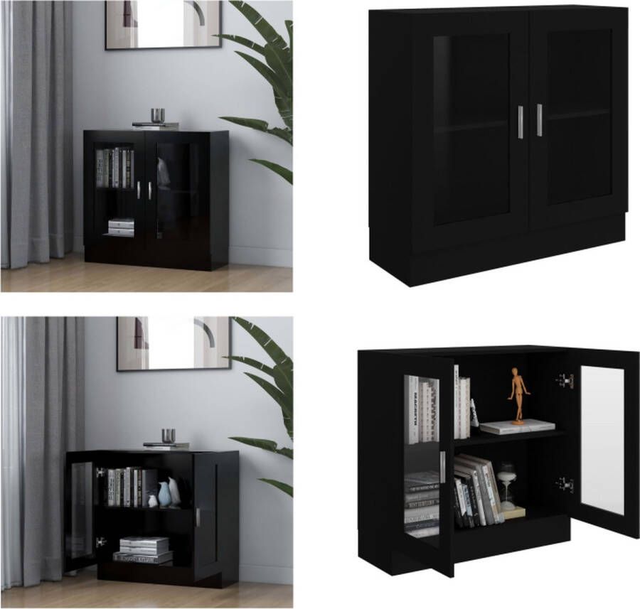 VidaXL Vitrinekast 82 5x30 5x80 cm bewerkt hout zwart Vitrinekast Vitrinekasten Vitrine Vitrines