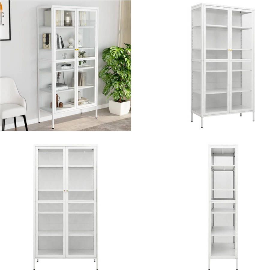 VidaXL Vitrinekast 90x40x180 cm staal en gehard glas wit Vitrine Vitrines Vitrine Kast Vitrine Kasten