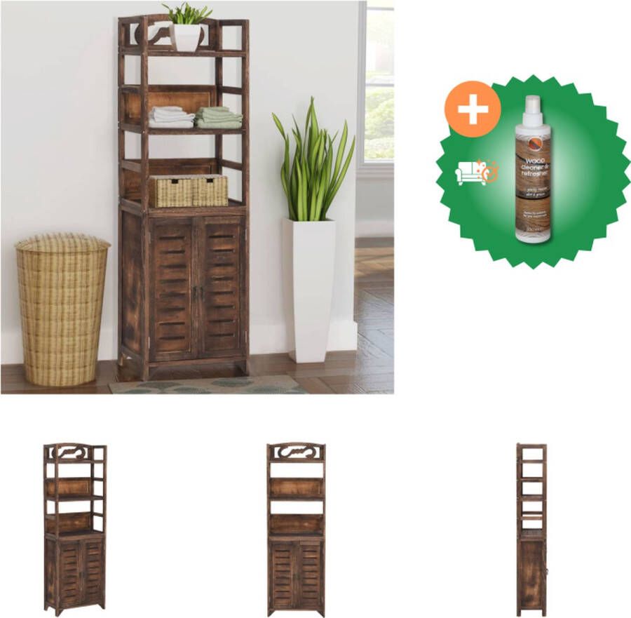 VidaXL Vitrinekast 46x24x140 cm massief paulowniahout donkerbruin Kast Inclusief Houtreiniger en verfrisser